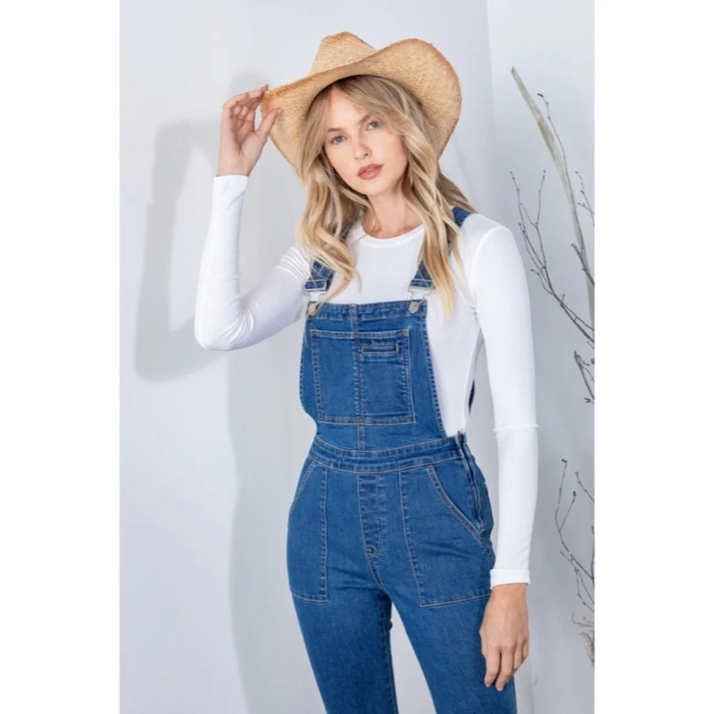 SOLD OUT Denim Retro Vintage 70's Flared Bell Bottom Bohemian Casual Overalls - Picture 2 of 7
